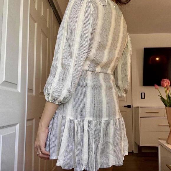 Blue Island Boho White & Grey Striped Mini Dress – XS/S - Picture 5 of 6